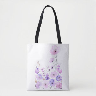 Bolsa Tote Jardim de Flores Silvestres Pastel Suave Floral