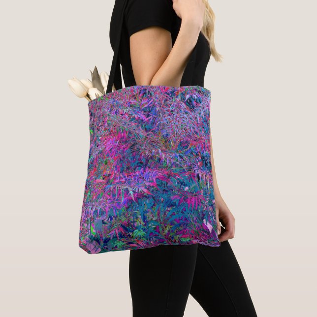 Bolsa Tote Jardim de Folhagens de Cores de Arco-Íris Psicodél (Close Up)