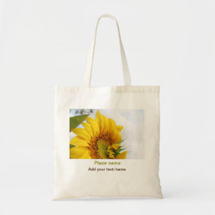 Bolsa Tote Jardim de girassol amarelo adicionar nome de texto