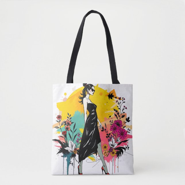 Bolsa Tote Jardim de Grafite Muse Riso de Dupla Face🎨🌿 (Frente)