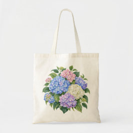 Bolsa Tote Jardim de Hortênsias em Aquarela