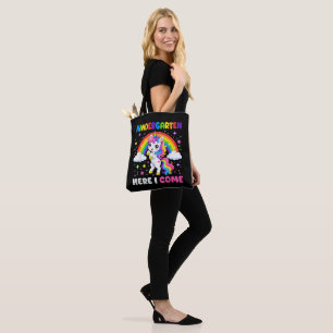 Bolsa Tote Jardim de Infância Aqui Vou Eu Unicórnio Volta às