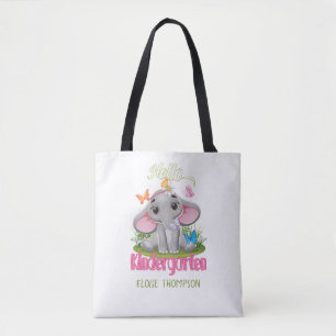 Bolsa Tote Jardim de Infância Elefante de Borboleta de volta 