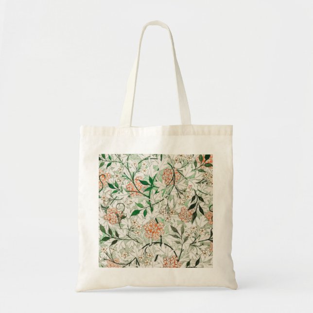 Bolsa Tote Jardim de Jasmim William Morris Flor Clássica (Frente)