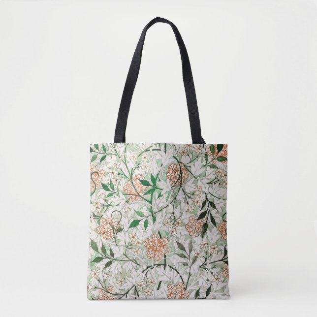 Bolsa Tote Jardim de Jasmim William Morris Flor Clássica (Frente)