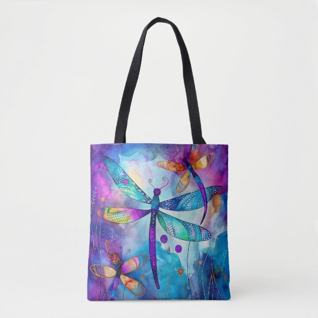 Bolsa Tote Jardim de Libélulas Blues 1 (Frente)