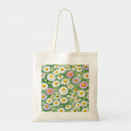 Bolsa Tote Jardim de Margaridas Pastéis e Camomila Silvestre