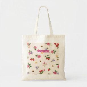 Bolsa Tote Jardim de Morango Personalizado Casa de Abelhas Co