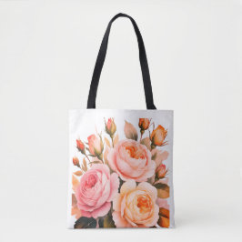 Bolsa Tote Jardim de Rosas Rosadas
