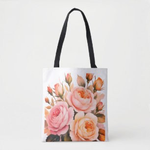 Bolsa Tote Jardim de Rosas Rosadas