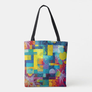 Bolsa Tote Jardim de Sangue Cósmico: Mosaico Abstrato dos Son