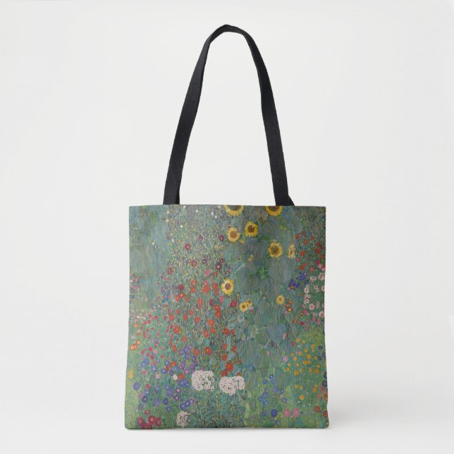 Bolsa Tote Jardim fazenda Girassóis por Gustav Klimt Painting (Frente)