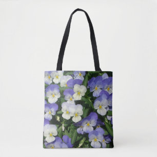 Bolsa Tote Jardim Floral de Violetas Pensées