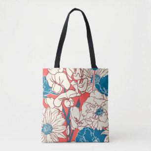 Bolsa Tote Jardim Floral Elegante: Design de Vintage sem Seam