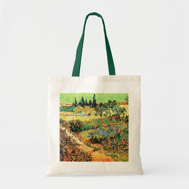 Bolsa Tote Jardim Florido com Caminho de Vincent van Gogh (Frente)