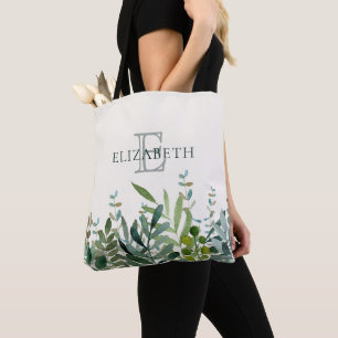Bolsa Tote Jardim - Folhas Botânicas De Aquarela Personaliza