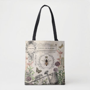 Bolsa Tote Jardim francês da abelha do vintage moderno