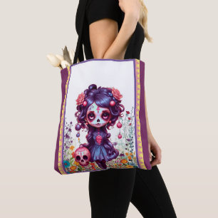 Bolsa Tote Jardim Gótico Fofo Açúcar Caveira