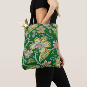 Bolsa Tote Jardim Paisley com Bordado Floral Estilizado