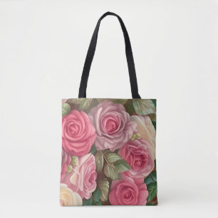 Bolsa Tote Jardim Rosa vitoriano - Sangue rosa Pastel