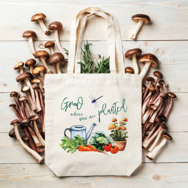 Bolsa Tote Jardim Veggies Dizendo Água (Criador carregado)