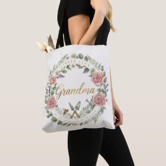 Bolsa Tote Jardineiras Avó de Flores Silvestres Aquarela Canv