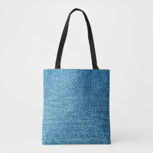 Bolsa Tote Jeans azuis simples, textura têxtil de denim