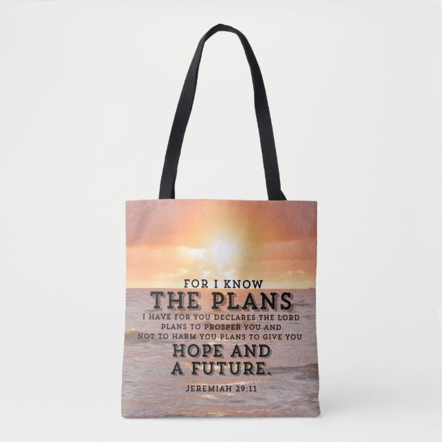 Bolsa Tote Jeremiah 29:11 Porque eu conheço os planos Sunrise (Frente)