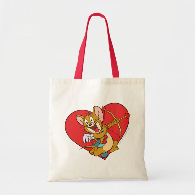 Bolsa Tote Jerry Mouse Vestido como Namorados Cupido (Frente)
