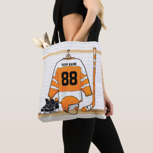 Bolsa Tote Jérsei de Hóquei em Gelo Laranja e Branco Personal