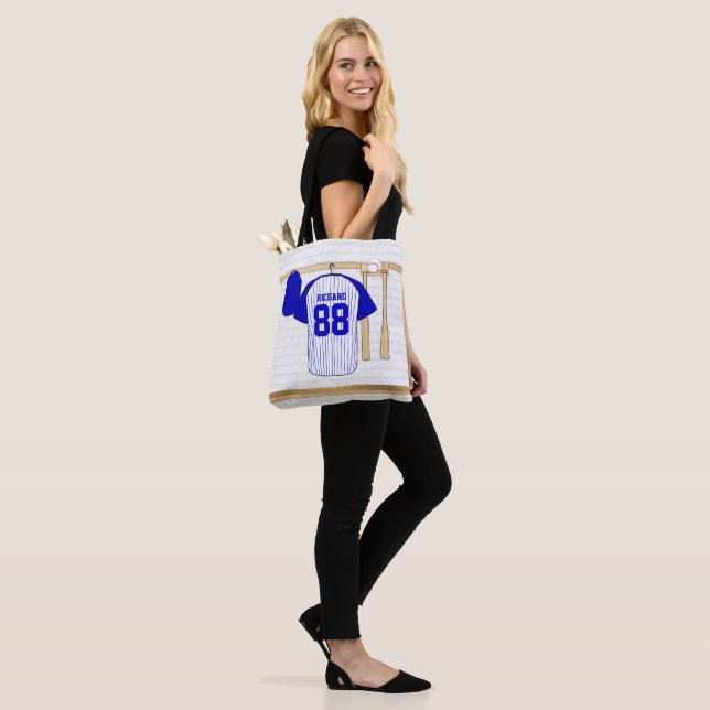 Bolsa Tote Jersey Azul e Branco Personalizados (No(a) Modelo)