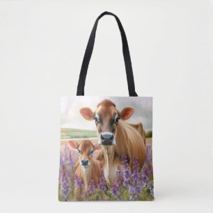 Bolsa Tote Jersey Cow e Calf Wildflower