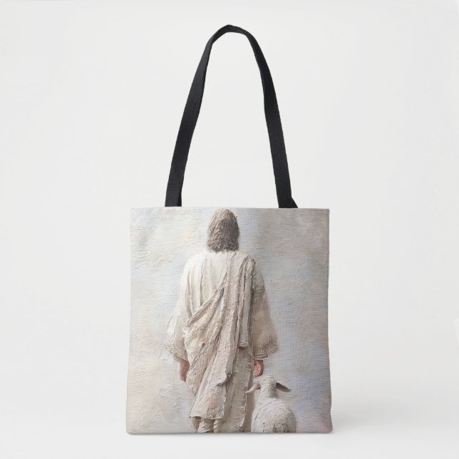 Bolsa Tote Jesus Caminhando com o Cordeiro (Frente)