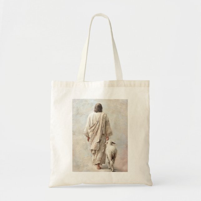 Bolsa Tote Jesus Caminhando com o Cordeiro (Frente)