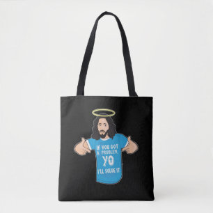 Bolsa Tote Jesus Camisa Cristã Engraçado Meme Eu Resolverei