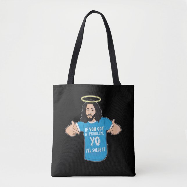Bolsa Tote Jesus Camisa Cristã Engraçado Meme Eu Resolverei (Frente)