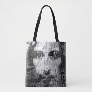 Bolsa Tote Jesus Cristo Collage com o meio-tom preto + suas i