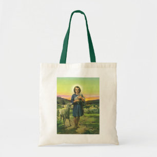 Bolsa Tote Jesus Cristo Pastor Vintage com Cordeiro Bebê