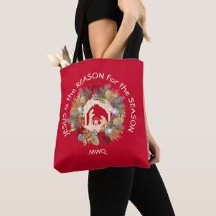 Bolsa Tote JESUS É A RAZÃO DO Natal DO Monograma