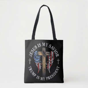Bolsa Tote Jesus é meu salvador Trump é meu presidente 2024 E