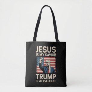 Bolsa Tote Jesus é meu salvador Trump é meu presidente 47 EUA