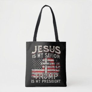 Bolsa Tote Jesus é o meu salvador é o meu presidente american