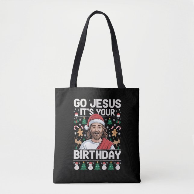 Bolsa Tote Jesus, é o seu suéter de Natal feio (Frente)