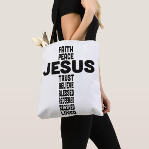Bolsa Tote Jesus fé paz acredita cristão negro