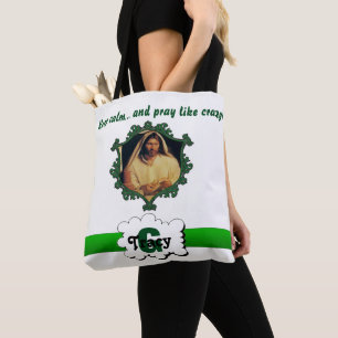 Bolsa Tote Jesus mantem a calma e pray como o saco louco 4 do