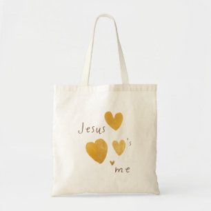 Bolsa Tote Jesus me ama Bolsas e Bolsas. corações de ouro mod