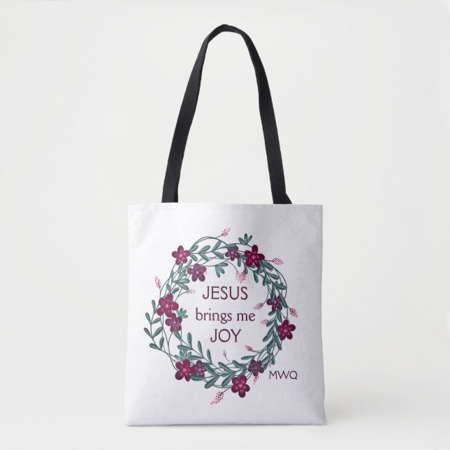 Bolsa Tote JESUS ME TRAZ JOY Floral Monograma (Frente)