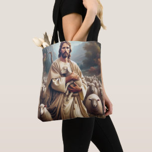 Bolsa Tote Jesus Protegendo Sua Querida Ovelha