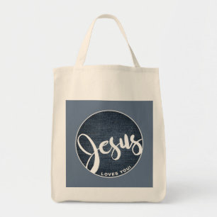 Bolsa Tote Jesus Te Ama Azul Denim Tote Bag