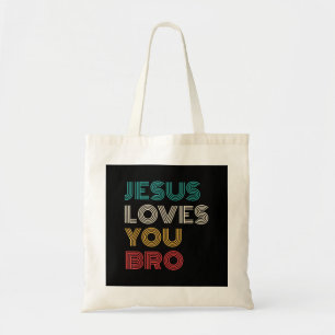 Bolsa Tote Jesus Te Ama Irmão, Faith Cristã Engraçado Retro